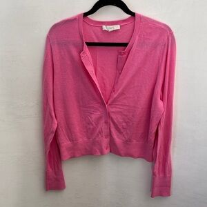LOFT Bright Pink Button-Front Lightweight Cardigan